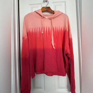 American Eagle ombré tye dye hooded sweatshirt size L pink to red NWT